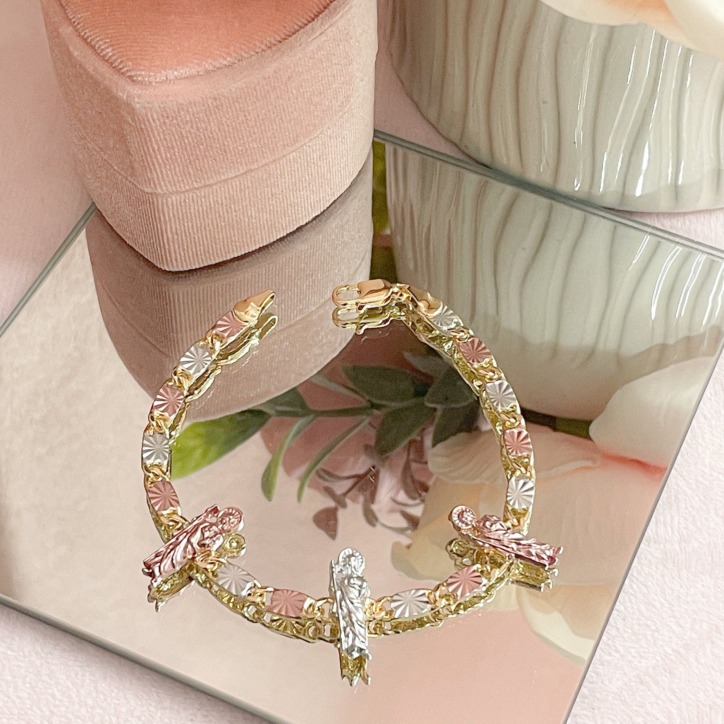 Tri-Color San Judas Bracelet 14k Gold Plated