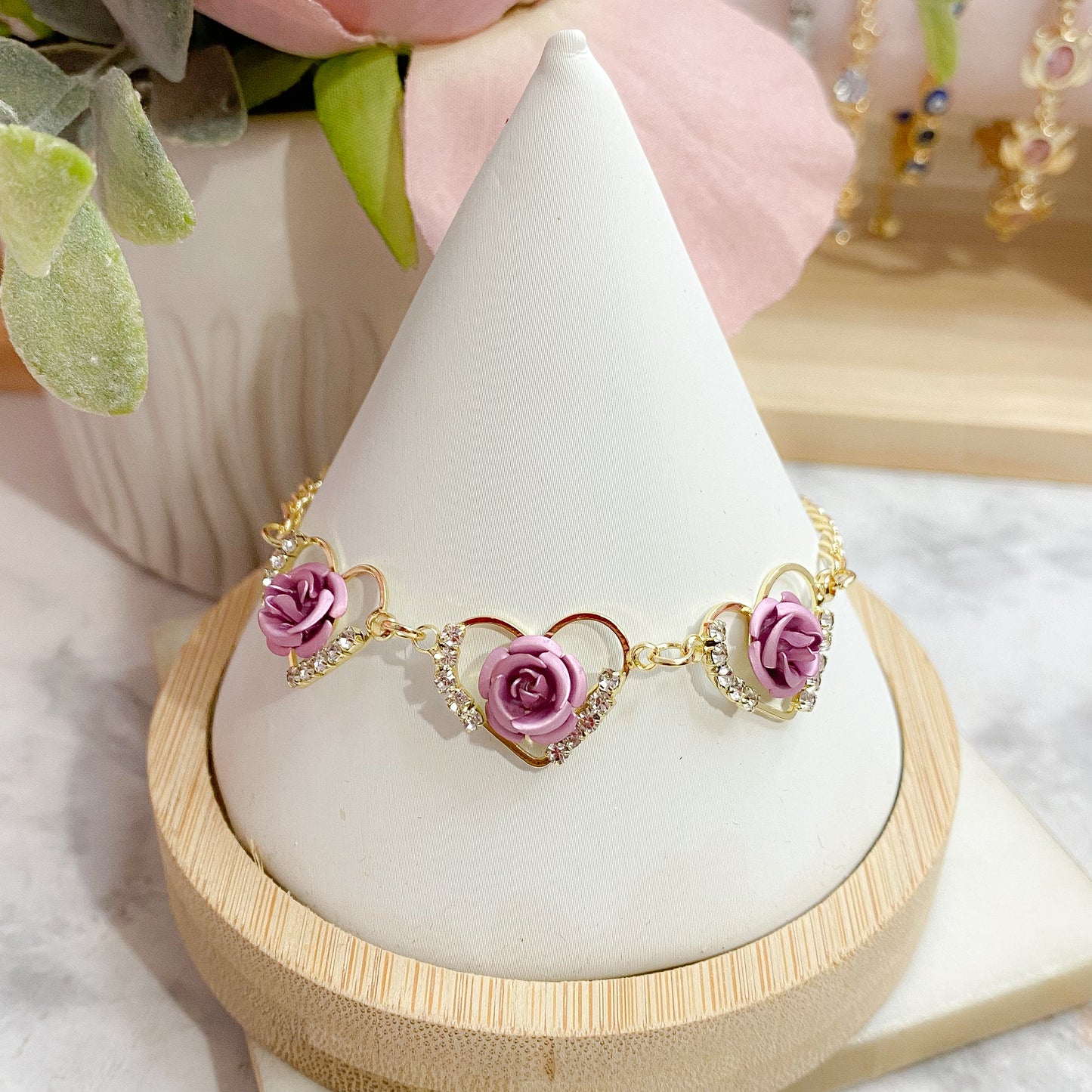 14k Gold Plated Rose Bracelet