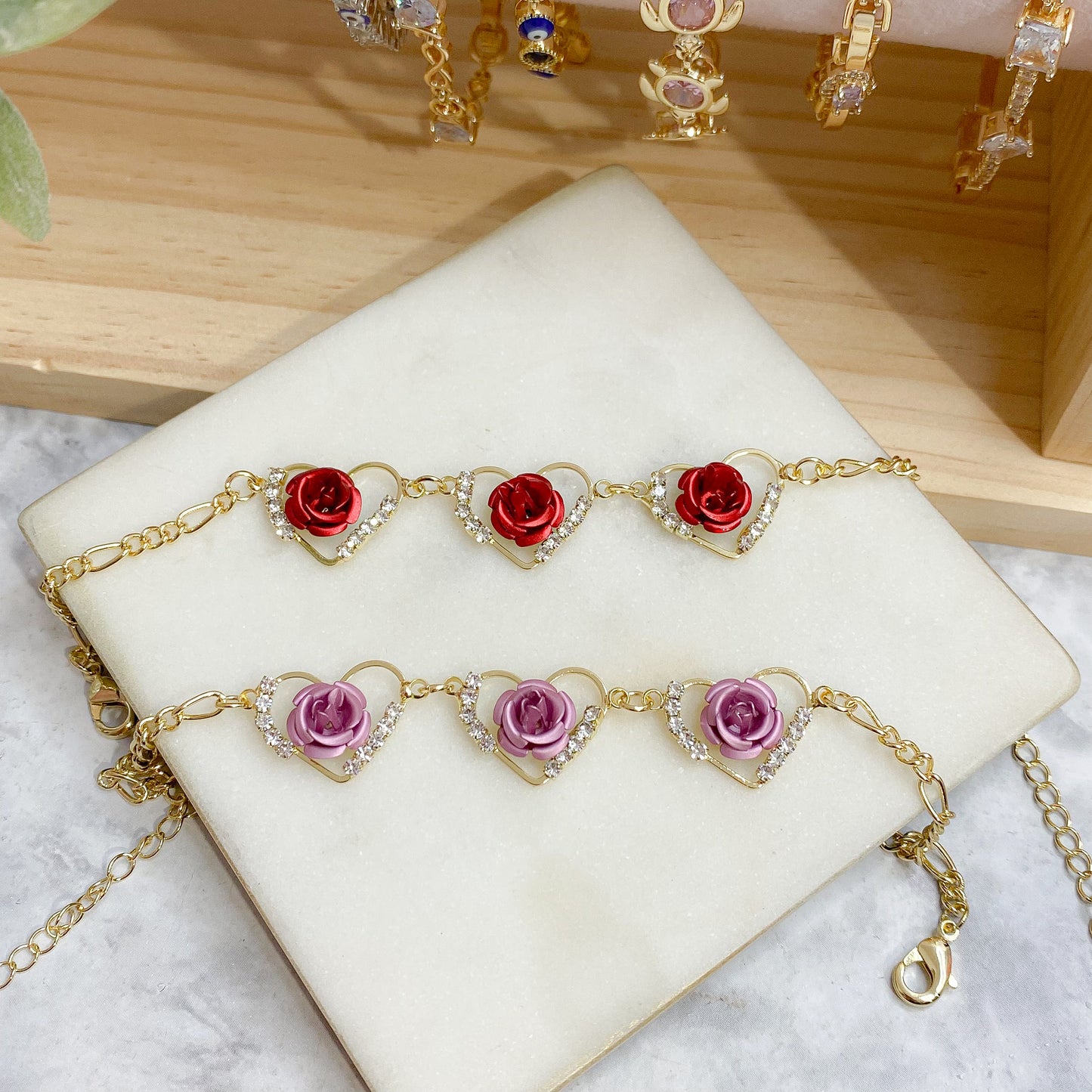 14k Gold Plated Rose Bracelet