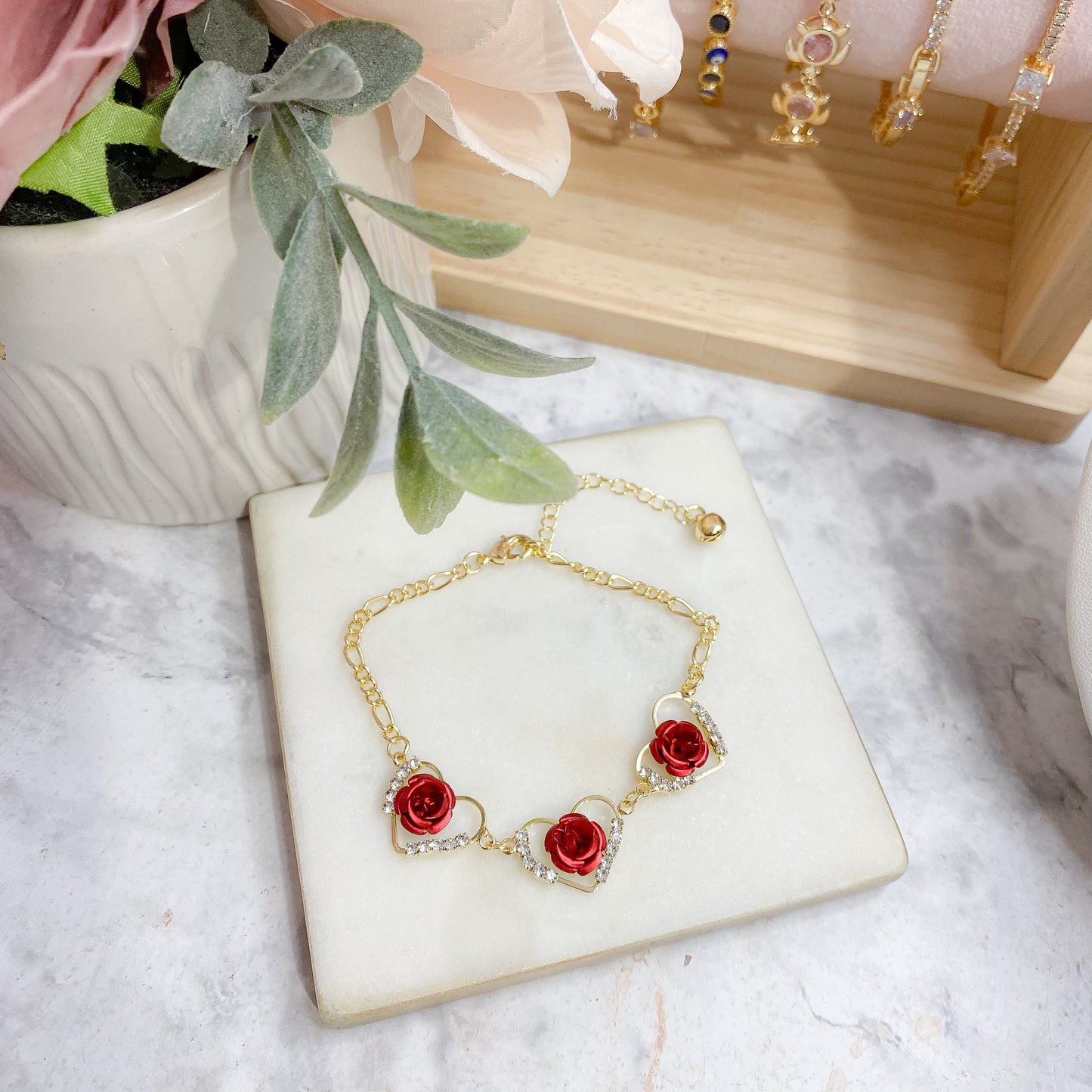 14k Gold Plated Rose Bracelet