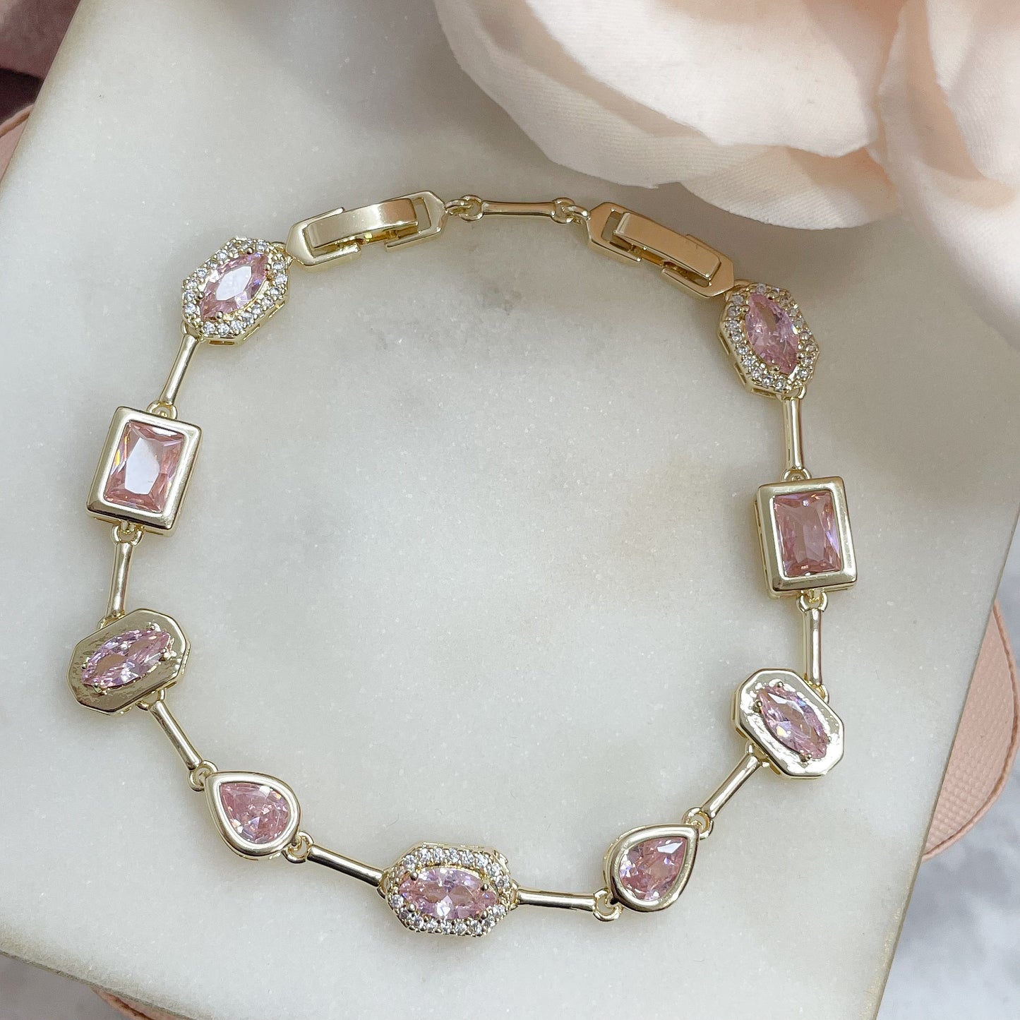 Pink 14k Gold Plated Bracelet