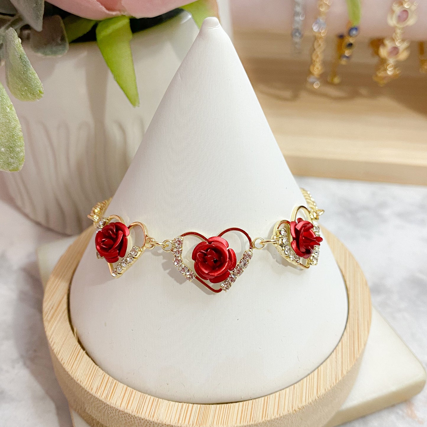 14k Gold Plated Rose Bracelet
