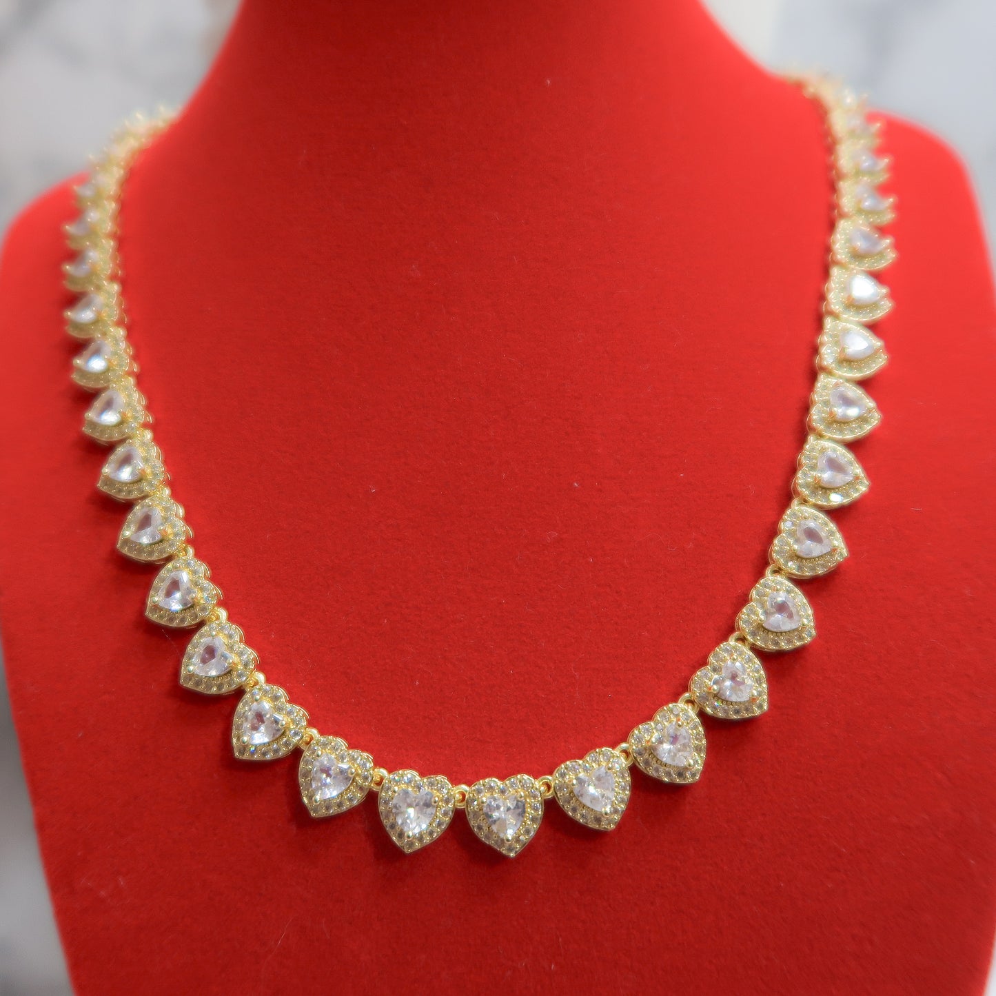 Iced Out Bling, Heart Cluster Necklace