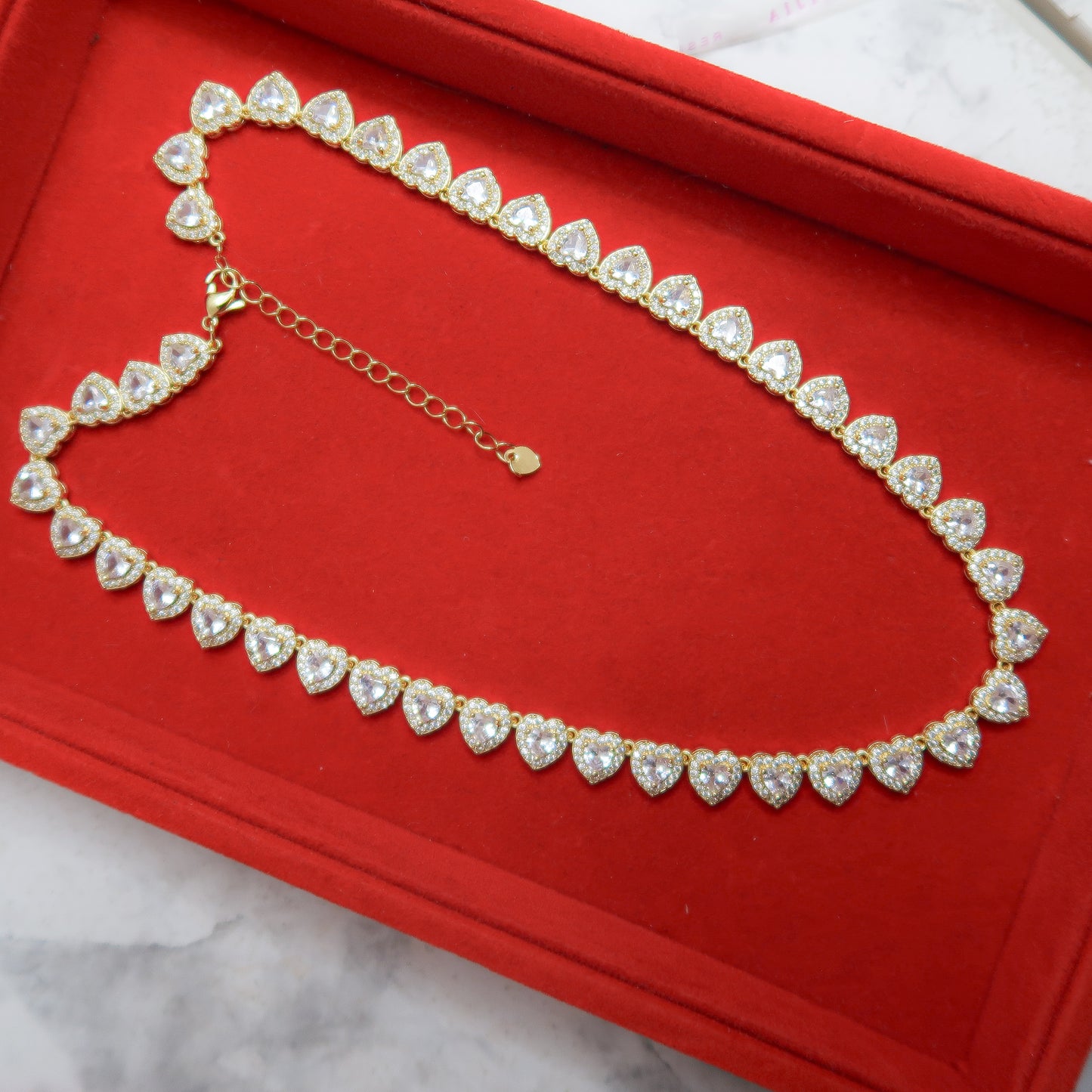 Iced Out Bling, Heart Cluster Necklace