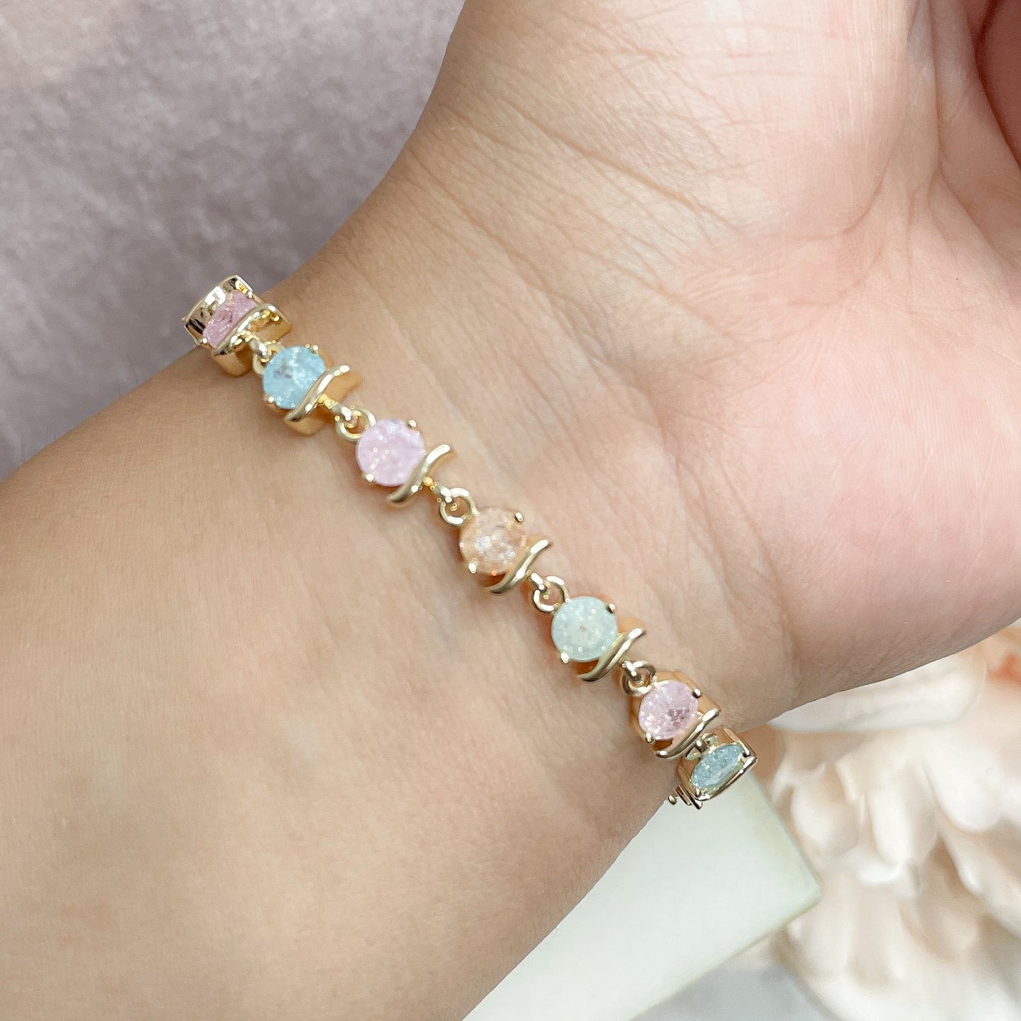 Pastel Color 14k Gold Plated Bracelet