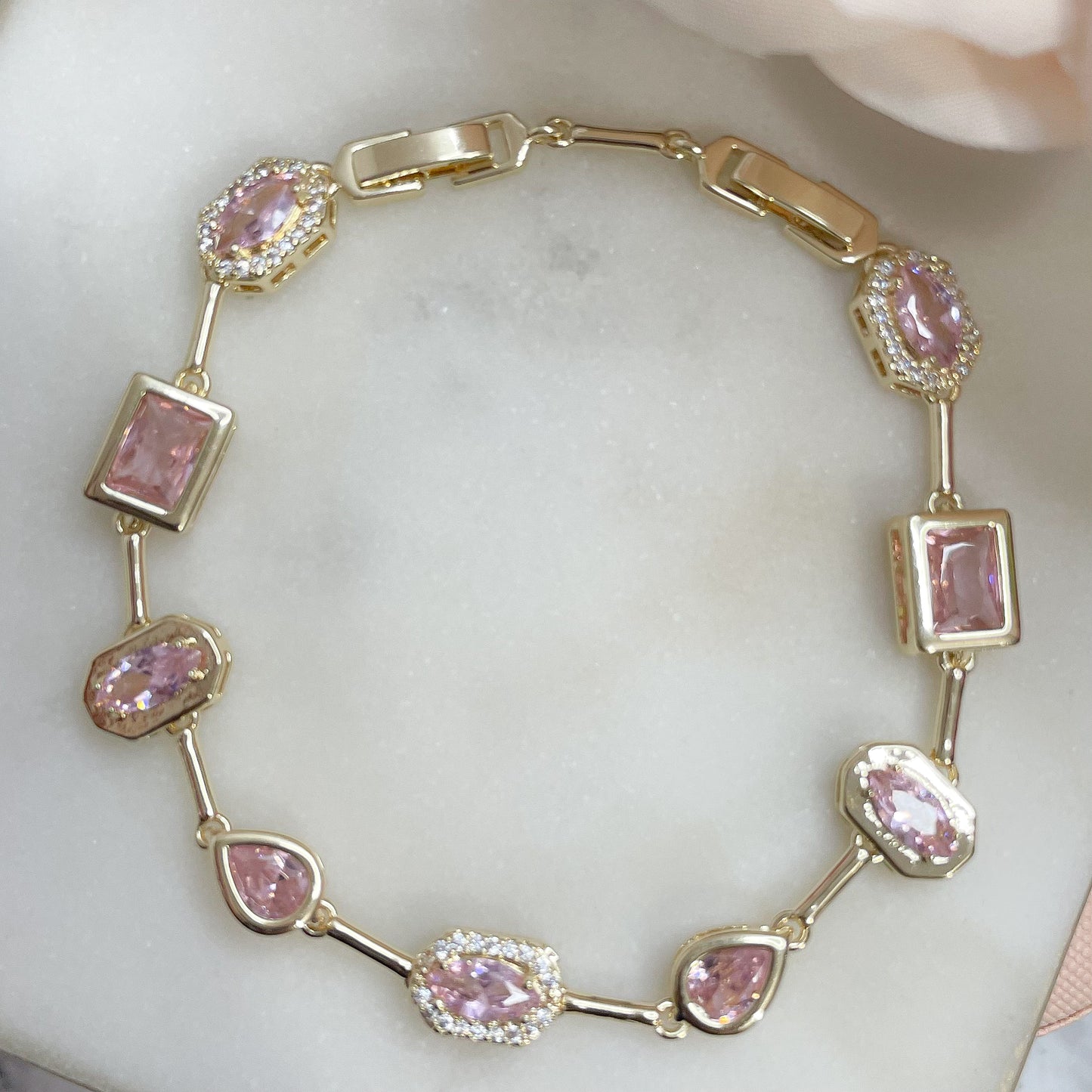 Pink 14k Gold Plated Bracelet