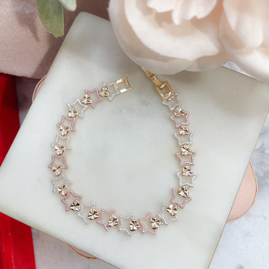 14k Gold Plated Tri Color Star Bracelet