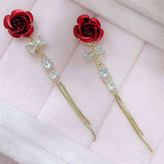 Red Rosa Rosa Roja 14k Gold Plated Earrings